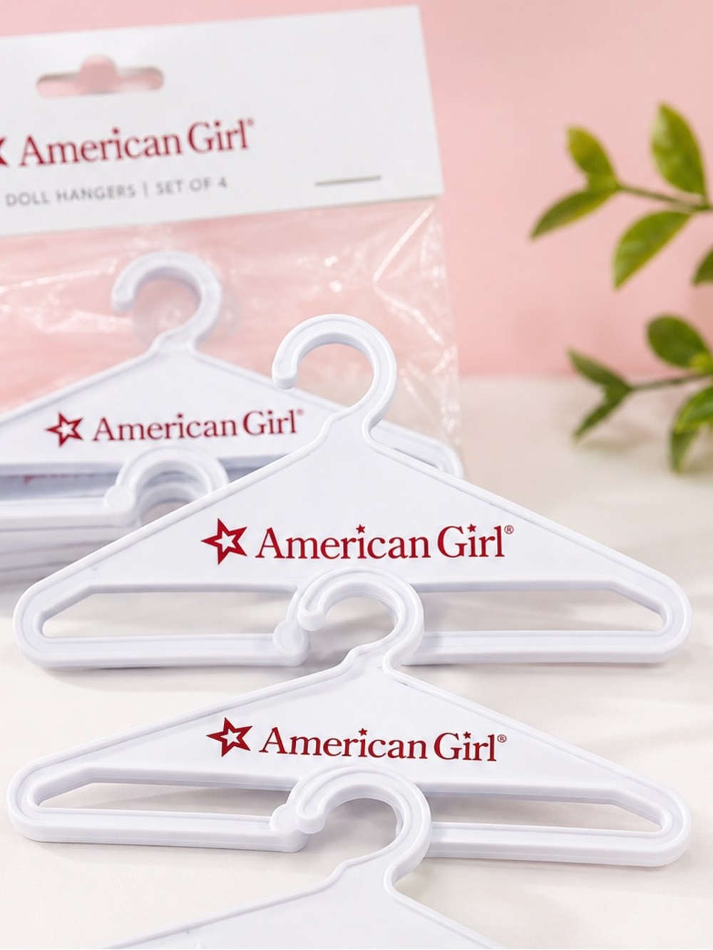 American Girl White Doll Hangers with Red Logo - Set of‎ 4